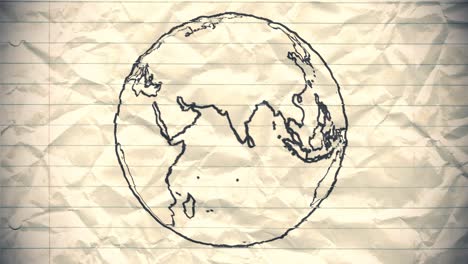 Earth-drawing-paper-cartoon-hand-drawn-animation-spinning-globe-world-pen-loop